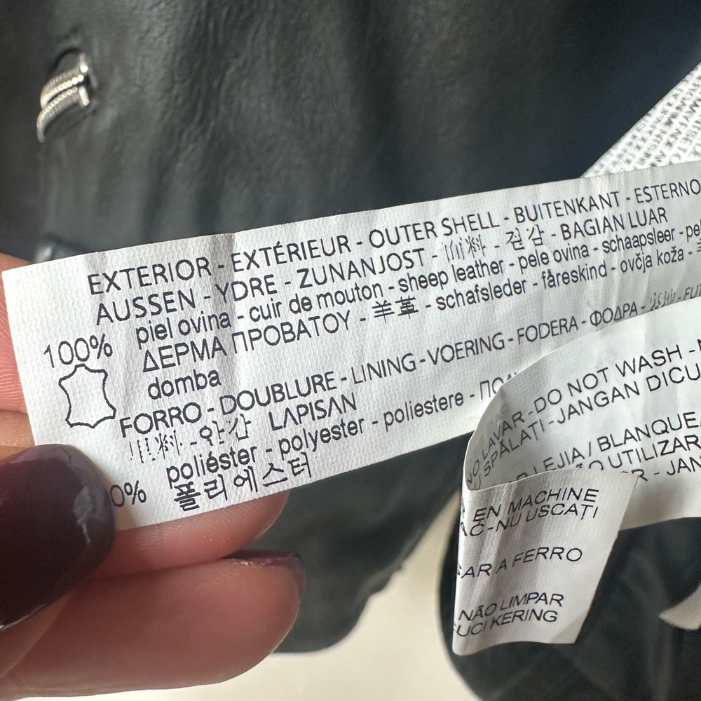 Zara genuine black leather biker jacket s - Picture 3 of 4